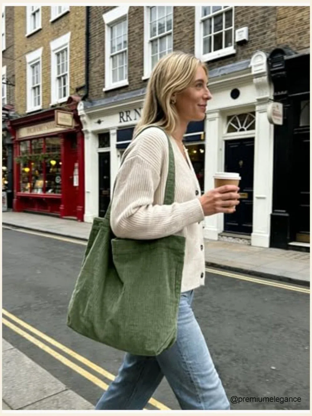 Corduroy Tote Bag with Zipper Large Casual Handbag Shoulder Purse